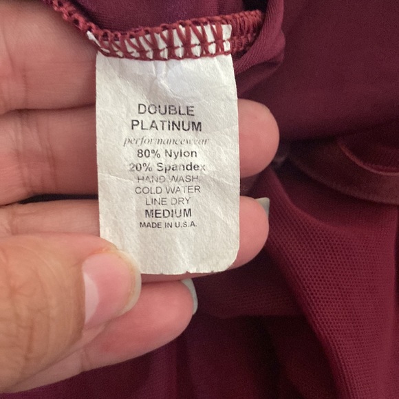 Burgundy one piece dance costume with custom rhinestones - Picture 6 of 6